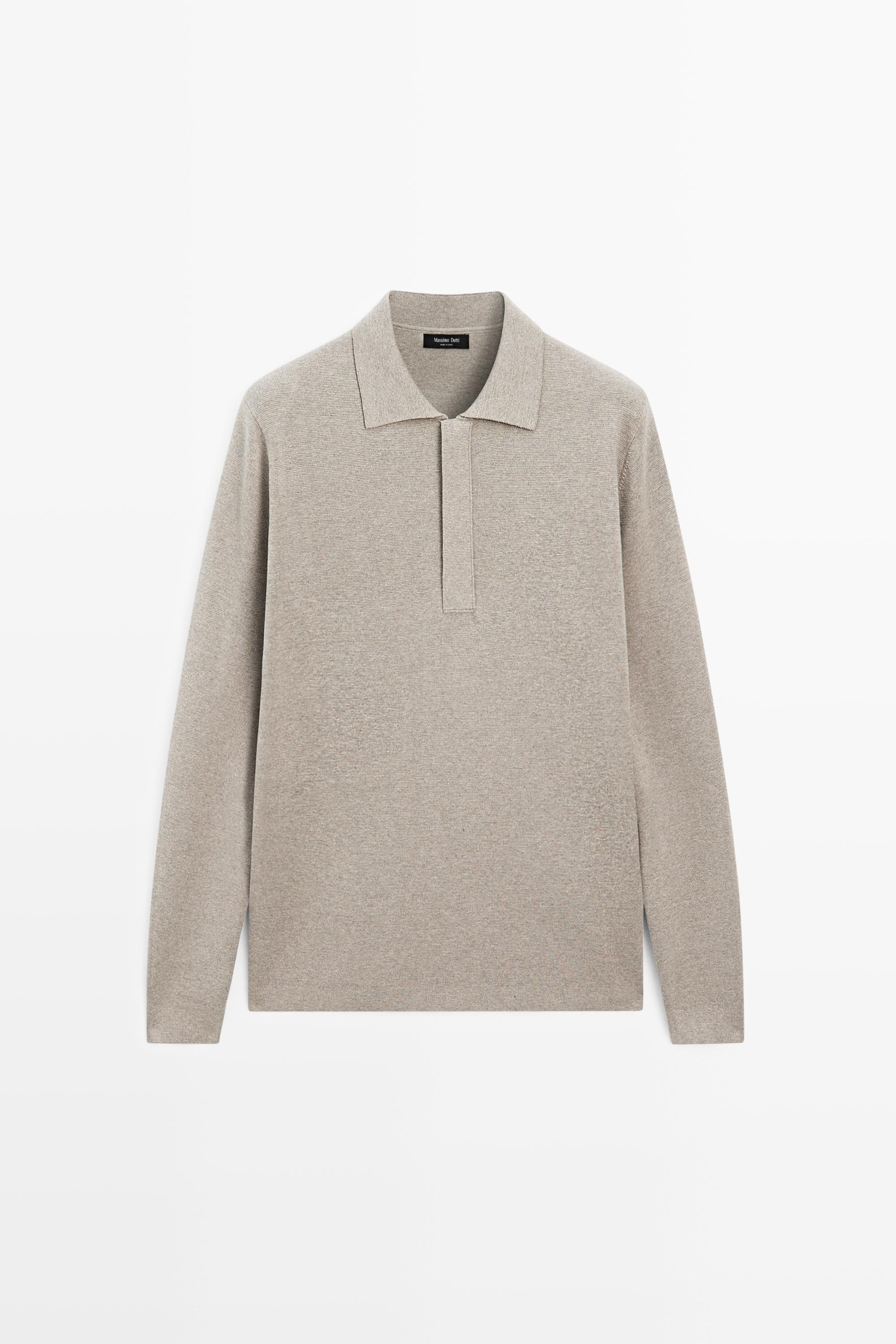 Cotton blend knit zip polo sweater